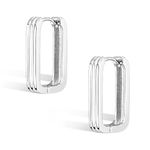 Silver 925 Hoop Earrings for Women, Small Silver Square Hoop Earrings Hypoallergenic Small Geometric Hoop Earrings Small Huggie Hoop Earrings Trendy Jewelry Gift for Women