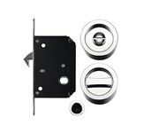 Sliding Pocket Door Bathroom Privacy Lock Set (Polished Chrome)
