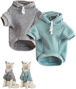 QWINEE 2pc Basic Dog Hoodie, Dog Warm Jacket, Cat Apparel, Dog Shirt, Dog Clothes for Puppy Kitten Small Medium Dogs Cats Grey and Cadet Blue L