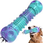 HETOO Dog Chew Toys Indestructible Dog Toys for Large Medium Breed Durable Rubber Squeaky Dog Toy for Aggressive Chewers Tough Strong Bone Dog Toy Outdoor Interactive Dog Toys Birthday Gifts Purple