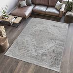 Rug Branch Sakarya 4' x 6' (3'11' X 5'7") Distressed Indoor Area Rug, Oriental, Brown Grey - Living Room, Bedroom, Dining Room, and Kitchen