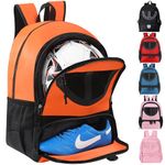 TRAILKICKER Black Mesh Basketball Backpack with Ball Compartment and Shoes for Boys Girls Men Women Ball Gear All Sports Venues, Tk8orange, One Size, Sport