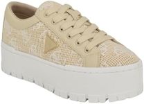 GUESS Women's Tesie Sneaker, Natural 110, 5