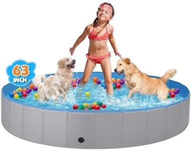 Jecoo Dog Pool for Large Dogs Kiddie Pool Hard Plastic Foldable Dog Bathing Tub Portable Outside Kids Swimming Pool Whelping Box for Pets and Dogs (63"x12")