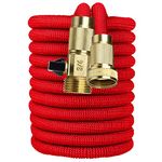 BINDAN Upgraded Best Expandable Garden Hoses, 25/50/75/100 FT No-Kink Flexible Water Hose, 3/4 Inch Solid Brass Fittings and Double Latex Core, Lightweight Easy Storage (50FT, Red)