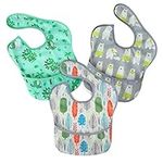 PandaEar 3 Pack Super Light Weight Baby Bib Waterproof Washable Stain Oil and Odor Resistant 5-36 Months