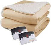 Biddeford 6004-9051136-713 100 by 90-Inch Heated Micro Mink/Sherpa Blanket, King, Linen