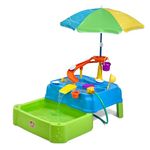 Step2 Waterpark Wonders Two-Tier water table | Water toy for kids with 2 levels and 9 accessories | Includes paddling pool, slide with overflow tray, drawbridge & spray head