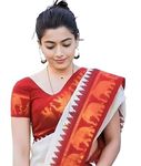 Madurai Maruthi OSP Elegant 6 Yards (5.3 M) - Trending ANIMAL Movie Rashmika Sungudi Saree - White Body & Red Elephant Tower Border