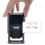 Trodat Printy 4750 Date Stamp with English Message Paid – Self Inking, Red Ink Date and Blue Ink Text