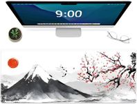 Gaming Mouse Mat Forest Background Pattern XXL XL Large Mouse Mat Long Extended Mouse Pad Desk Mat Non-Slip Rubber Mice Pads Stitched Edges Thin Pad (Ink and wash)
