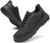 VikoViren Steel Toe Shoes for Men Women Comfy Lightweight Indestructible Work Shoes Non Slip Safety Sneakers Warehouse Industry Construction Shoes All Black M5.5