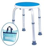 Medokare Padded Round Shower Stool - Shower Seat for Seniors with Tote Bag, Shower Bench Bath Chair for Elderly, Handicap Tub Shower Seats for Adults (White Round Stool)â€¦