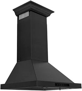 ZLINE 24 in. Convertible Vent Wall Mount Range Hood in Black Stainless Steel with Crown Molding (BSKBNCRN-24)
