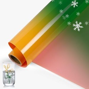HTVRONT Cold Color Changing Permanent Vinyl - 12" X 5ft Yellow to Drak Green Adhesive Vinyl with PET Backing, Durable Waterproof Sticker for Crafts, Decals, Tumblers (Easy to Cut & Transfer)