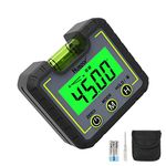 Huepar Digital Level Angle Gauge Mini Angle Finder Level Box with V-Groove Magnetic Base&Backlight LCD Bevel Gauge Inclinometer for Carpentry,Building, Automobile, Masonry -0~360°Fast Measurement AG01