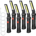 6 Pcs Fathers Day Dad Gifts Rechargeable LED Work Light with Magnetic Base and 360°Rotate Magnetic Rechargeable Flashlights for Mechanics Car Repair Home Garage Emergency Camping Tool Gifts for Men