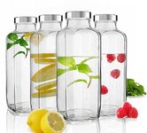 Crystal Mart Glass Water Bottle with Leak-Proof Airtight Stainless Steel Lid for Water, Smoothie, Juices - Reusable Travel Glass Drinking Fridge Bottles - 1000ml (2)