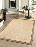 eCarpetGallery Indoor Outdoor Sisal Area Rug, 3'11" x 5'7", Natural-Coffee, 315413