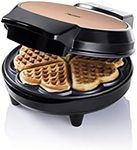 Bestron Waffle Maker for Classic Heart Waffles, Waffle Maker with Non-Stick Coating for Heart Shaped Waffles, 700 Watt, Copper