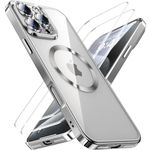 JUESHITUO for iPhone 16 Pro Max Case for Magsafe, Not-Yellowing, Integrated Camera Protection, with 2 Screen Protectors, Military Grade Protection Shockproof Women Men Phone Cover, Natural Titanium