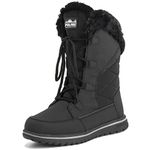 Womens Quilted Outdoor Cuff Snow Duck Waterproof Lace Up Faux Fur Boots - 6 - BLK39 AYC0540