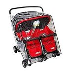 Universal Twins Baby Stroller Raincover Side by Side Waterproof Transparent PVC Pushchair Rain Cover Dustproof Windproof Double Pram Large Rain Cover for Most Twins Pushchair