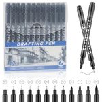 Svalor Black Fineliner Pens,Set of 12 Art Pens,Micro Technical Drawing Pens,Waterproof Fine Liners for Sketching,Technical Drawing,Anime,Illustrations,Comic