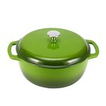 Amazon Basics Enameled Cast Iron Round Dutch Oven with Lid and Dual Handles, Heavy-Duty, 6-Quart, Green