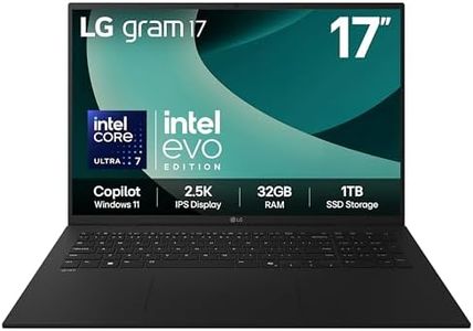 LG gram 17Z90T - 17 Inch 2.5K IPS Ultra-Lightweight Laptop, Intel Core Ultra 7 255H - EVO Edition, 32GB RAM, 1TB SSD, Windows 11 Home, gram Hybrid AI, Copilot, Black (2025)