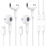 2 Pack for Lightning Earphones for iPhone [MFi Certified] HiFi Stereo Noise Isolating Headphones Wired In-Ear Earbuds Built-in Microphone & Volume Control Compatible with iPhone 14/13/12/11/XR/8/7/XS