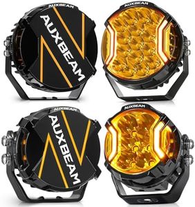 Auxbeam 3 Inch+7 Inch LED Amber Side Shooter Light,V-Ultra Series Round Driving Offroad Lights, 270° Ultra-Wide Hyper Spotlights Cube Universal with Amber DRL&Covers