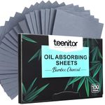 Teenitor 100 Counts Bamboo Charcoal Oil Blotting Paper for Oily Skin, Oil Blotting Sheets for Face, Makeup Blotter Paper Face Oil Sheets, Oil Absorbent Pads Oil Control Film, Large 10cmx7cm