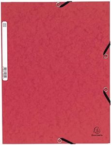 Exacompta - Réf. 55305E - Paquet de 10 chemises à élastiques - pochettes 3 rabats - en carte lustrée 355 g/m2 - dimensions 24 x 32 cm pour documents au format A4 - couleur rouge