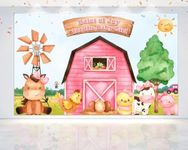 5x3 FT 'Bales of Joy for The Baby Girl' Farm Animals Baby Shower Backdrop - Pink Barnyard Celebration Decor