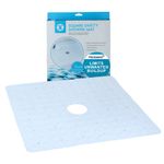 SlipX Solutions White Square Rubber Safety Shower Mat with Microban Protection, Reliable Slip-Resistance in Shower Stalls (53 cm Sides, 140 Suction Cups)