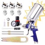 CarBole HVLP Gravity Feed Auto Air Spray Gun 1000CC Aluminum Cup Paint Sprayer Airbrush Painting Tool Kit with 3 Nozzle 1.4MM 1.7MM 2.5MM