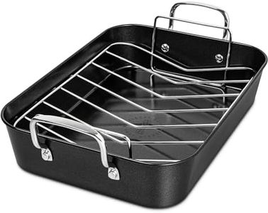 MICHELANGELO Roasting Pan with Rack, Carbon Steel Turkey Roasting Pan for Oven and Induction, Nonstick Turkey Roaster Pan with Stainless Steel Rack, 15 Inch x 11 Inch