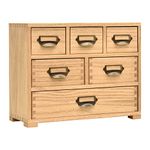 KIRIGEN Wood Storage Drawer Units Desktop Organiser Mini Chest of Drawers Card Catalog Cabinet 6 Drawers with Metal Handles for Home Office Countertop Natural (3D6C-NA)