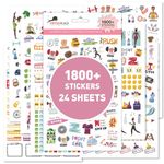 Workout & Fitness Stickers Mega Pack - Set of 24 Sheets 1800+ Health and Wellness Stickers | Tracking Stickers for Sports Planners, Journals & Calendars - Perfect for Weight Loss, Exercise Goals