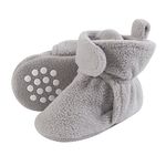 Luvable Friends Kids' Cozy Fleece Booties with Non Skid Bottom Slipper Sock, Neutral Gray, X-Large