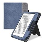 kwmobile Cover Compatible with Kobo Libra 2 Cover - Faux Leather/Suede Case with Stand - Dark Blue/Grey