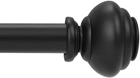 MERJULAN 1 Inch Black Curtain Rods for windows,Heavy Duty Curtain Rods for Windows 72 to 144 Inch, Standard Decorative Window Curtain Rod Set with Brackets for bathroom Kitchen Bedroom Window, Black