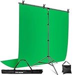 SLOW DOLPHIN Green Screen Backdrop Stand Kit with 8.5ft X 5ft Portable T-Shape Background Support Kit,Polyester Cloth Fabric Backdrop, Sangbag,Clamps for Streaming, Gaming
