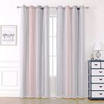 Blackout Curtains for Bedroom Curtains Eyelet Living Room Girls Kids Nursery Curtains,Voile Net Curtains for Windows,2 Panel 52 x 84 inch Drop Soundproof Thermal Black Out Curtains Pink Grey Curtains