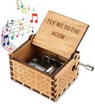 Nostalgish - Fly Me to The Moon Music Box Hand Crank Wooden Musical Boxes Music Box - Unique Gift (Wood, Fly me to The Moon)