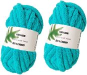 DDL&HEXI 2 Park Super Chenille Chunky Yarn,Blanket Making Kit,Jumbo Knitting Yarn 2x8oz 226gper Bag (Aqua)