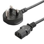 TRD UK Kettle Lead 1.8M Power Lead 0.5M, 1M, 3M & 5M 3 pin power cable for TV, pc, monitor, plug, printers power cord