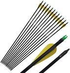 e5e10 12Pcs Fiberglass Arrows 33" Target Practice Arrows with Black and Yellow Fletches Unchangeable Sealed Tips for Recurve and Compound Bow Hunting