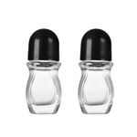 Miaija 2Pieces Deodorant Glass Roller Bottles Refillable Empty Clear Glass Roll-on Deodorant Bottles Travel Storage Container Jar Holder for Essential Oils Leak-Proof (30ml)